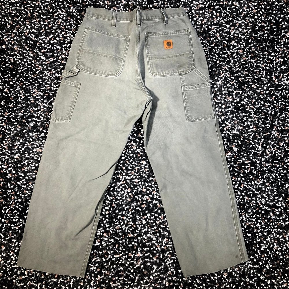 Distressed CARHARTT Green Dungaree Duck Denim Work